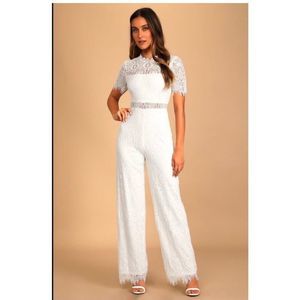 Lulu's White Lace Jumpsuit